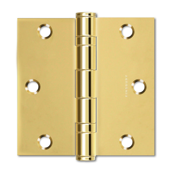 Polished Gold 3.5 x 3.5" NRP Steel Ball Bearing Hinge - Residential Door Hinge - 2 Pack