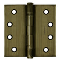 4.5 x 4.5 Inch Solid Brass Ball Bearing Door Hinge - Antique Brass