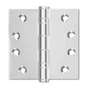 Polished Silver 4x4" NRP Steel Ball Bearing Hinge - Residential Door Hinge - 2 Pack