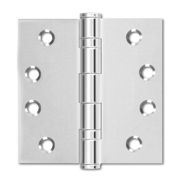 Polished Silver 4x4" NRP Steel Ball Bearing Hinge - Residential Door Hinge - 2 Pack