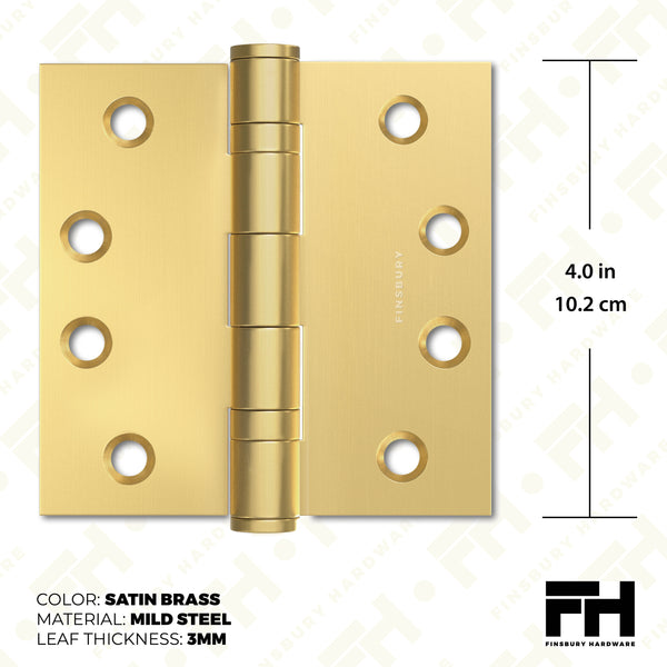 Matte Gold 4x4" NRP Steel Ball Bearing Hinge - Residential Door Hinge - 2 Pack