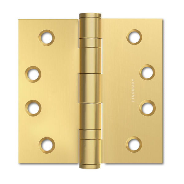 Matte Gold 4x4" NRP Steel Ball Bearing Hinge - Residential Door Hinge - 2 Pack