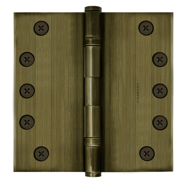 5x5 Inch Solid Brass Ball Bearing Door Hinge - Antique Brass