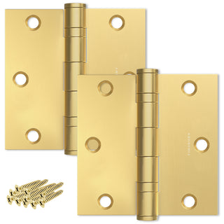 Matte Gold 3.5 x 3.5" NRP Steel Ball Bearing Hinge - Residential Door Hinge - 2 Pack