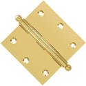 5x5 Inch Solid Brass Ball Bearing Door Hinge - Non Lacquered Polished Brass