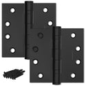 Matte Black 4x4" NRP Steel Ball Bearing Hinge - Residential Door Hinge - 2 Pack