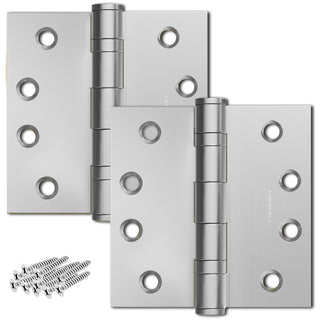 Matte Silver 4x4" NRP Steel Ball Bearing Hinge - Residential Door Hinge - 2 Pack