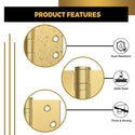 Matte Gold 4x4" NRP Steel Ball Bearing Hinge - Residential Door Hinge - 2 Pack